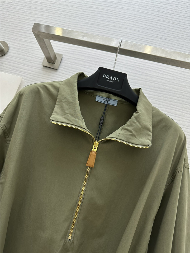 prada lapel zipper dress replica designer clothes