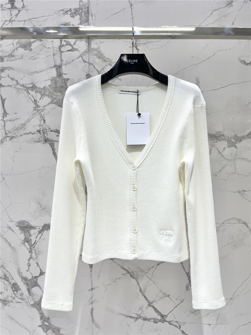 Alexander Wang Logo Knitted Cardigan in White