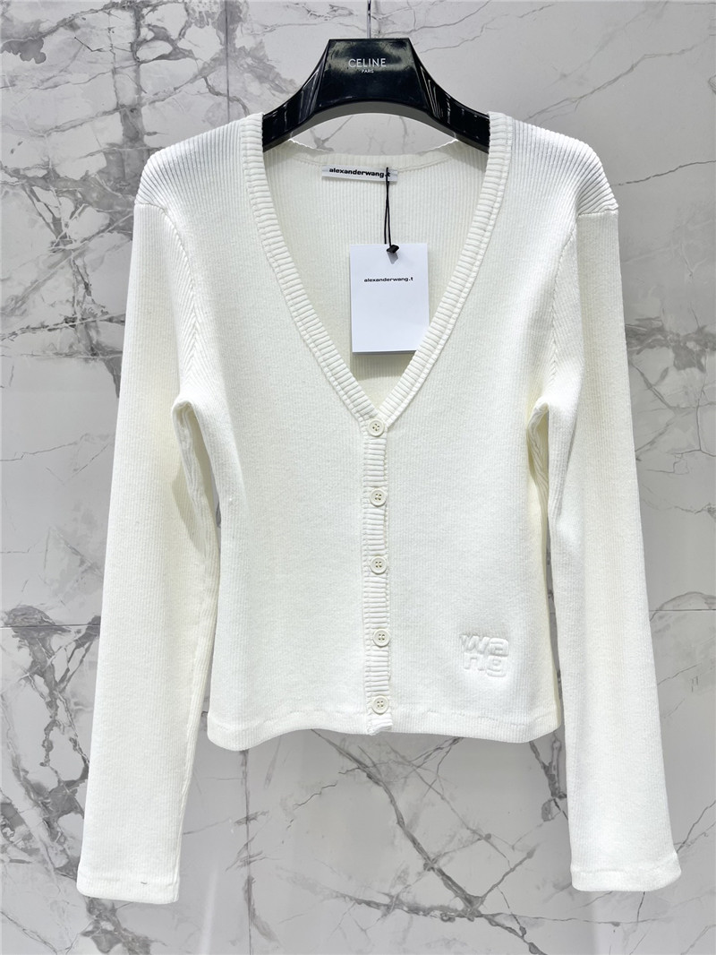 Alexander Wang Logo Knitted Cardigan in White
