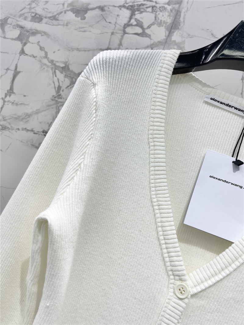 Alexander Wang Logo Knitted Cardigan in White