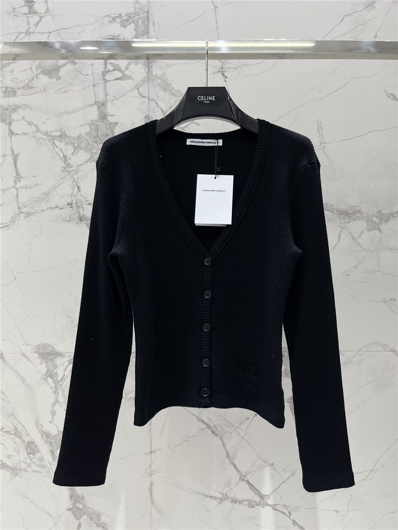 Alexander Wang Logo Knitted Cardigan in Black