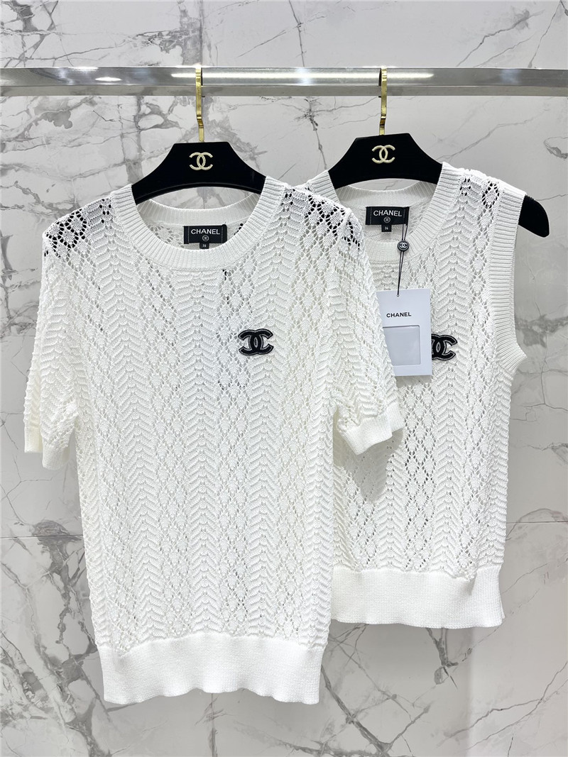 Chanel knitted short sleeves cheap designer replica clothes