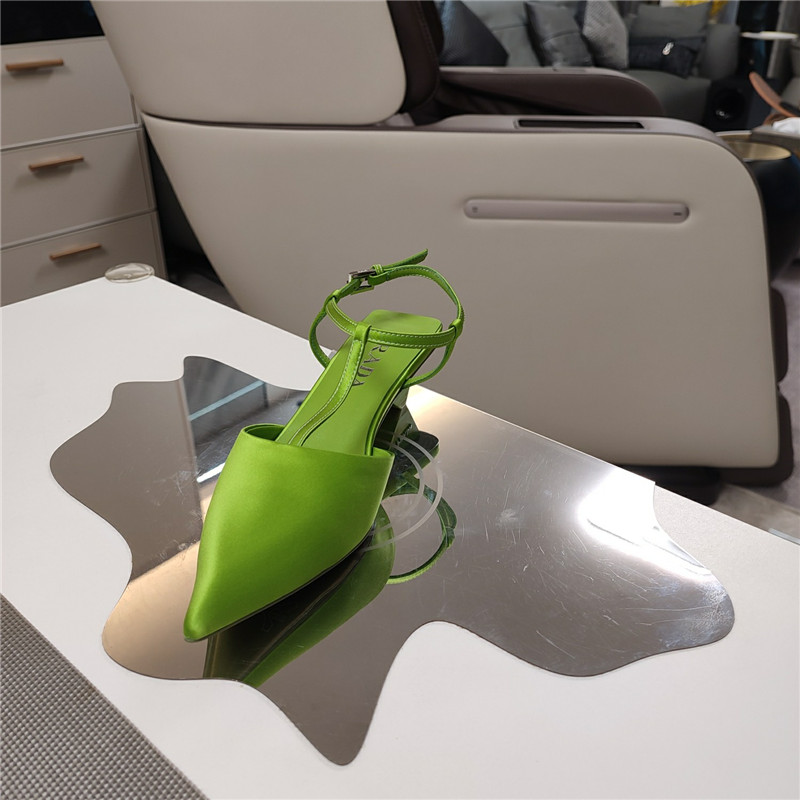 Pra*a leather slingback pumps in green