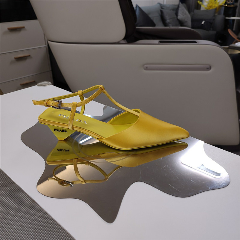 Pra*a leather slingback pumps in yellow