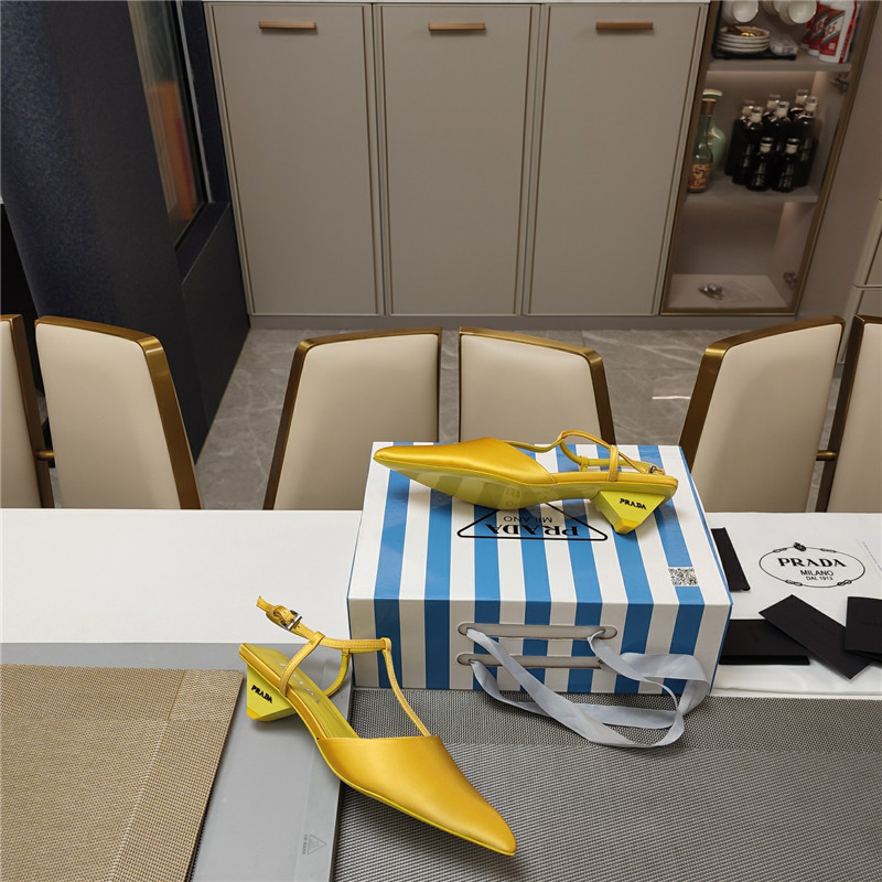 Pra*a leather slingback pumps in yellow