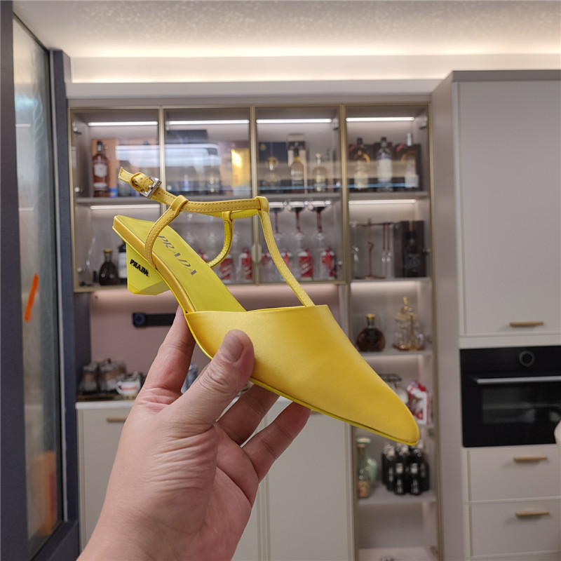 Pra*a leather slingback pumps in yellow