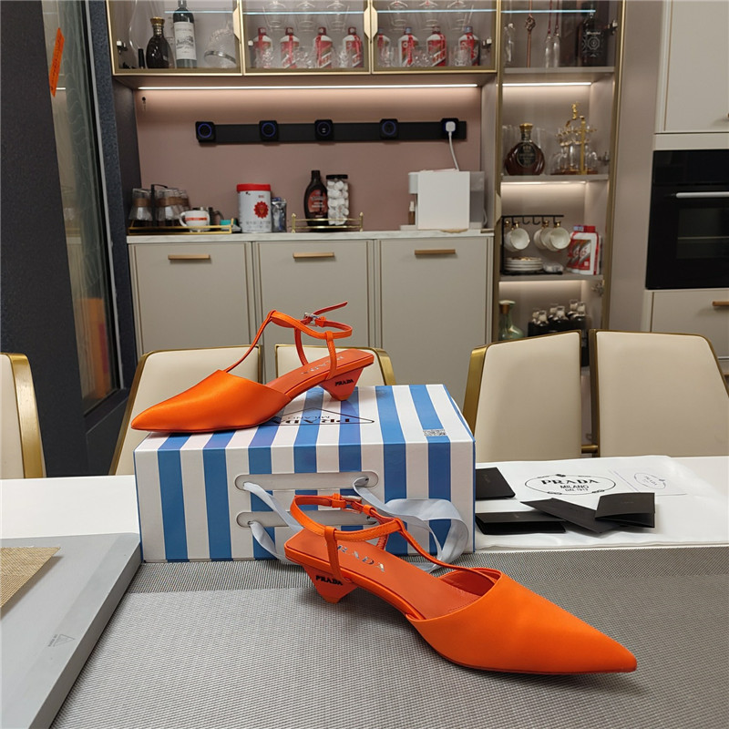 Pra*a leather slingback pumps in orange