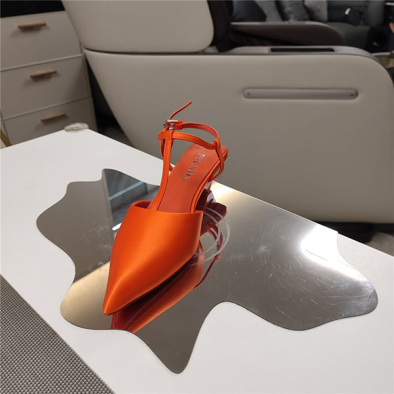 Pra*a leather slingback pumps in orange