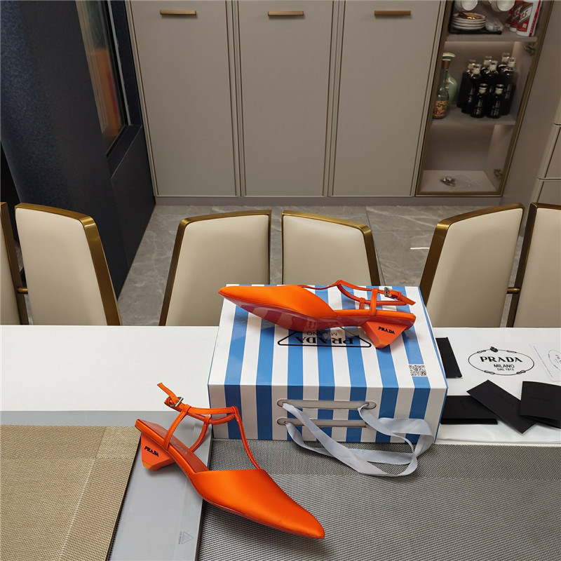 Pra*a leather slingback pumps in orange