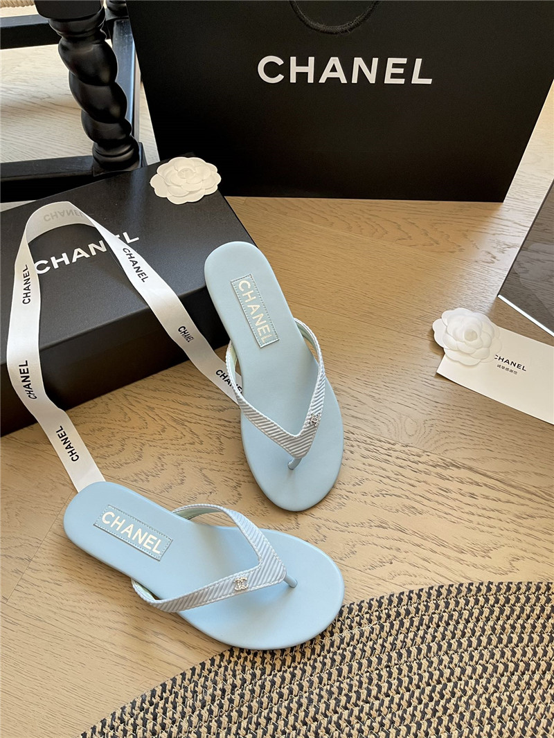 Chanel Flat Blue Flip Flops