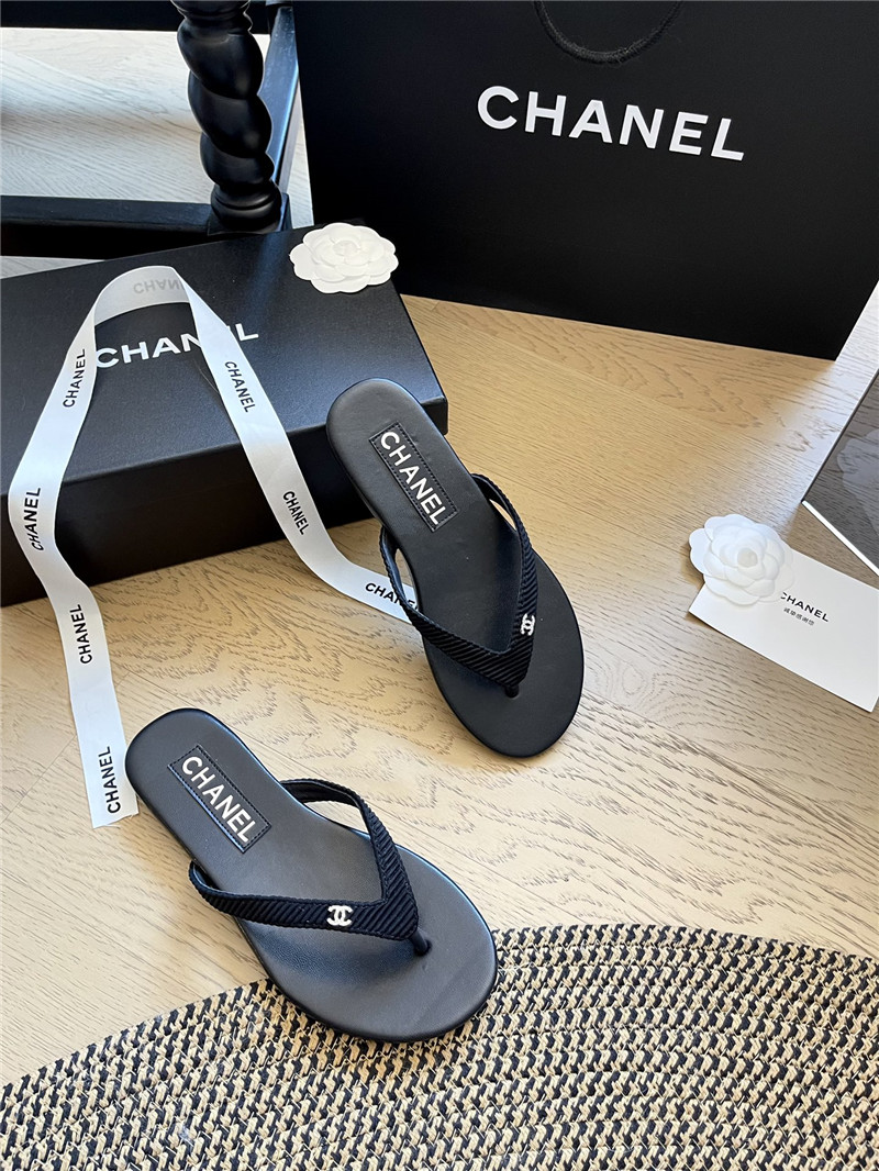 Chanel Flat Black Flip Flops