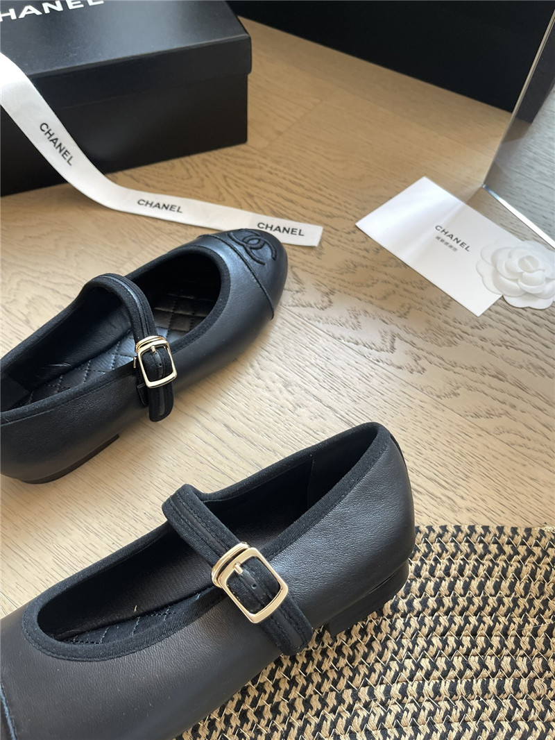 Ch**el mary janes black leather ballet flats