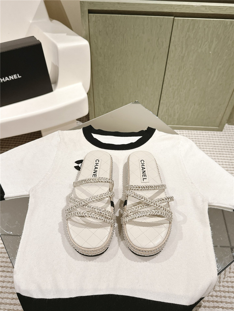 Ch**el logo espadrilles white slides