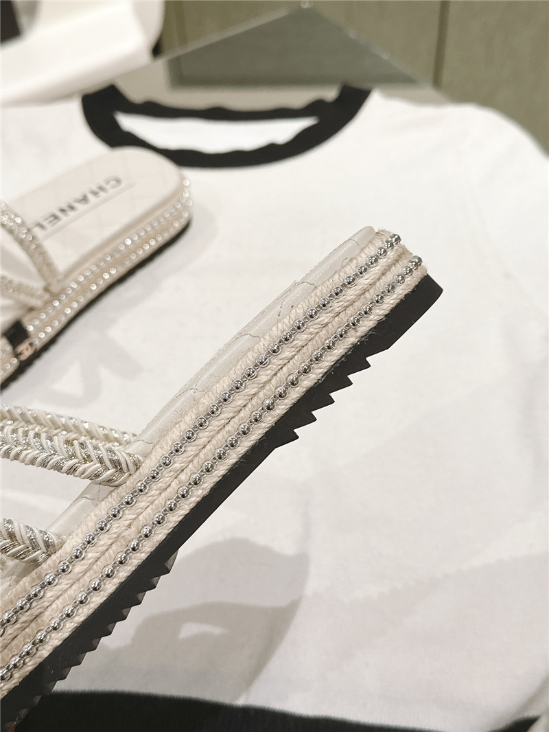 Ch**el logo espadrilles white slides