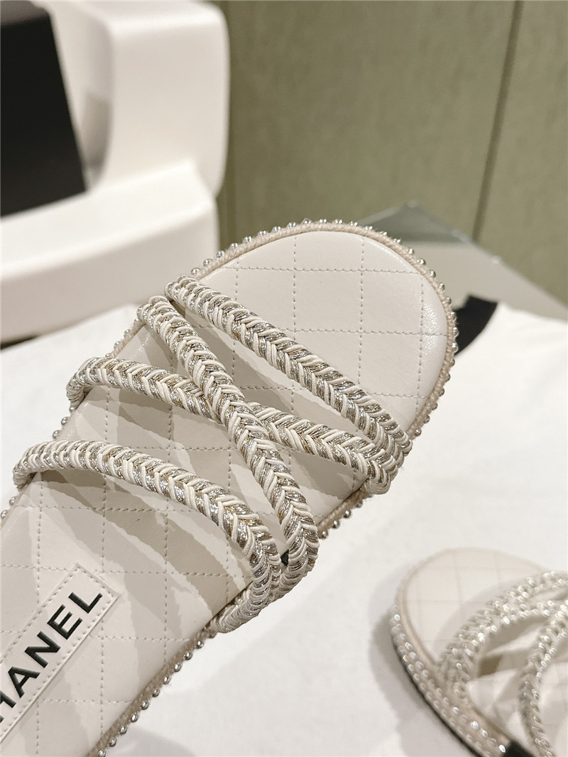 Ch**el logo espadrilles white slides