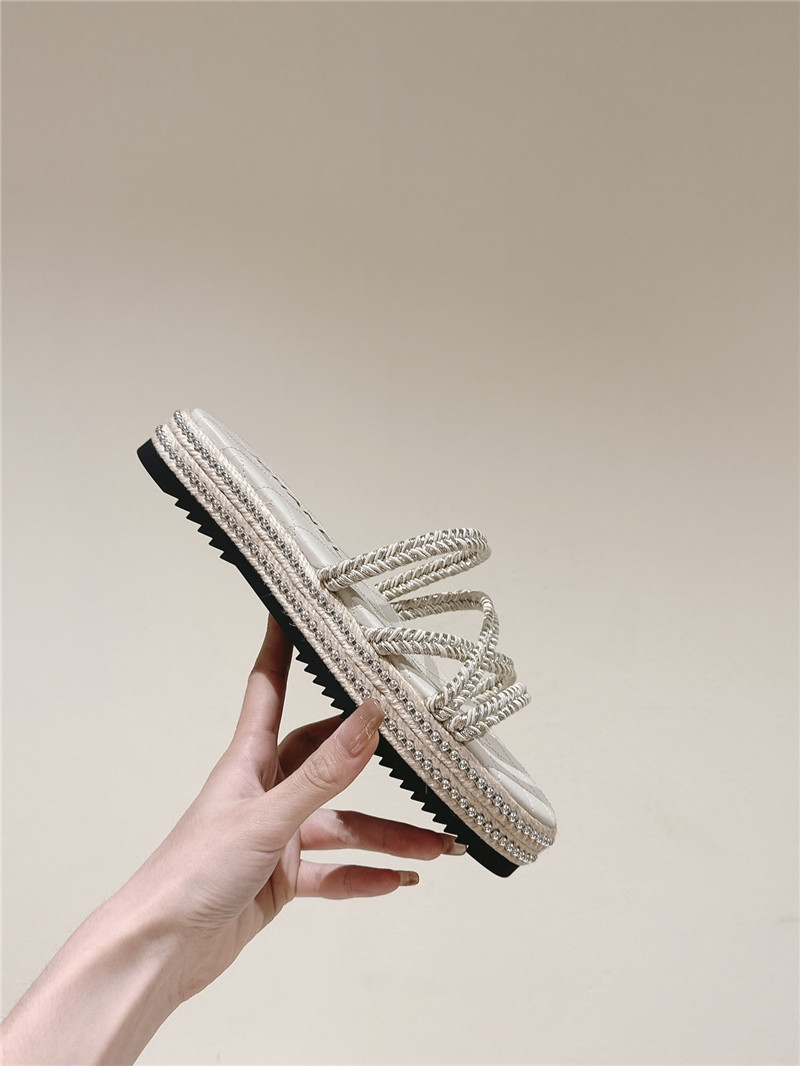 Ch**el logo espadrilles white slides