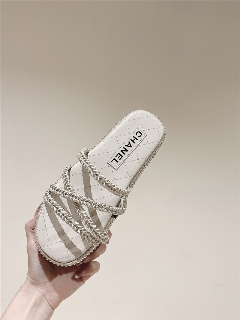 Ch**el logo espadrilles white slides