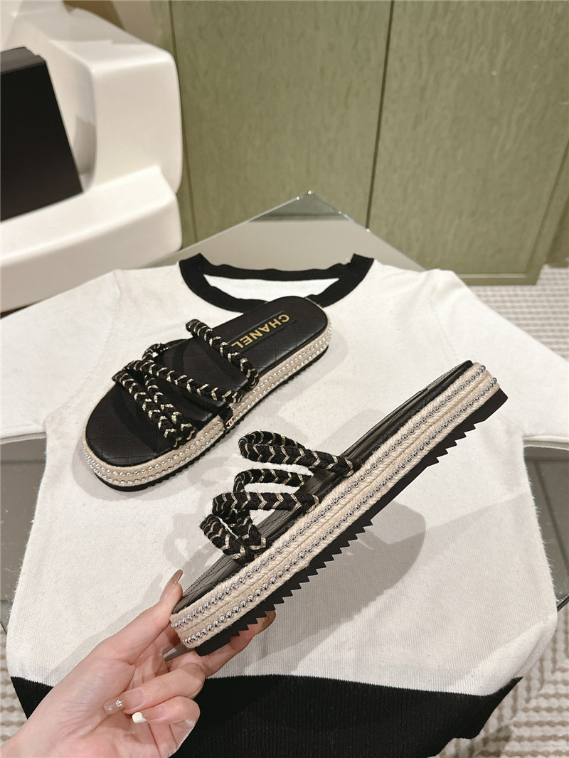 Ch**el logo espadrilles black slides