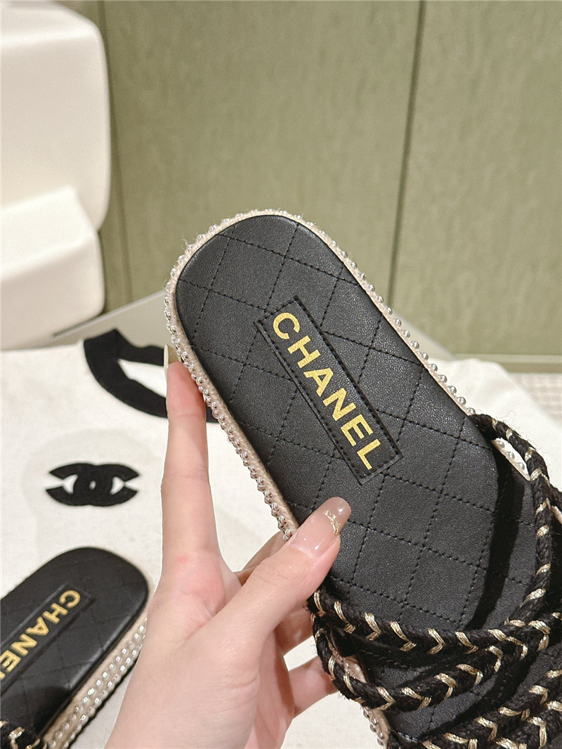 Ch**el logo espadrilles black slides