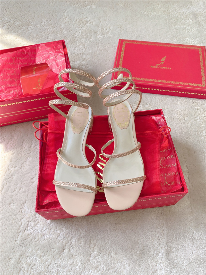 Rene Caovilla Cleo 45 Embellished Satin Sandals in Gold