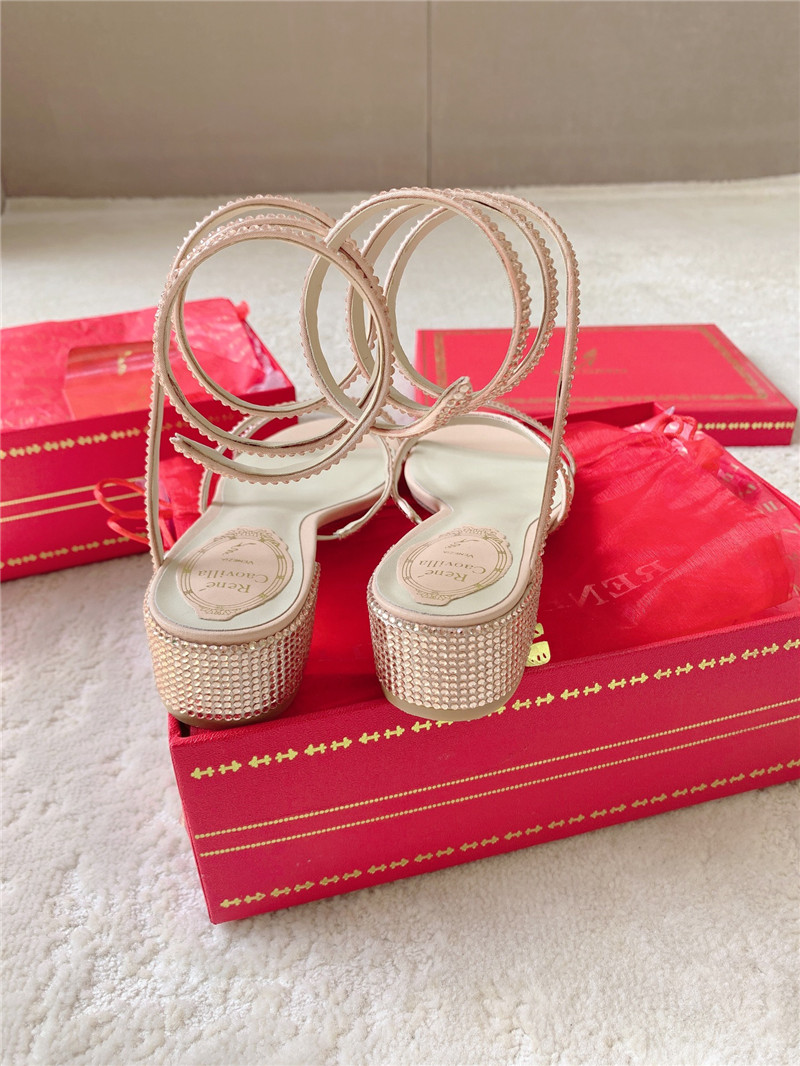 Rene Caovilla Cleo 45 Embellished Satin Sandals in Gold