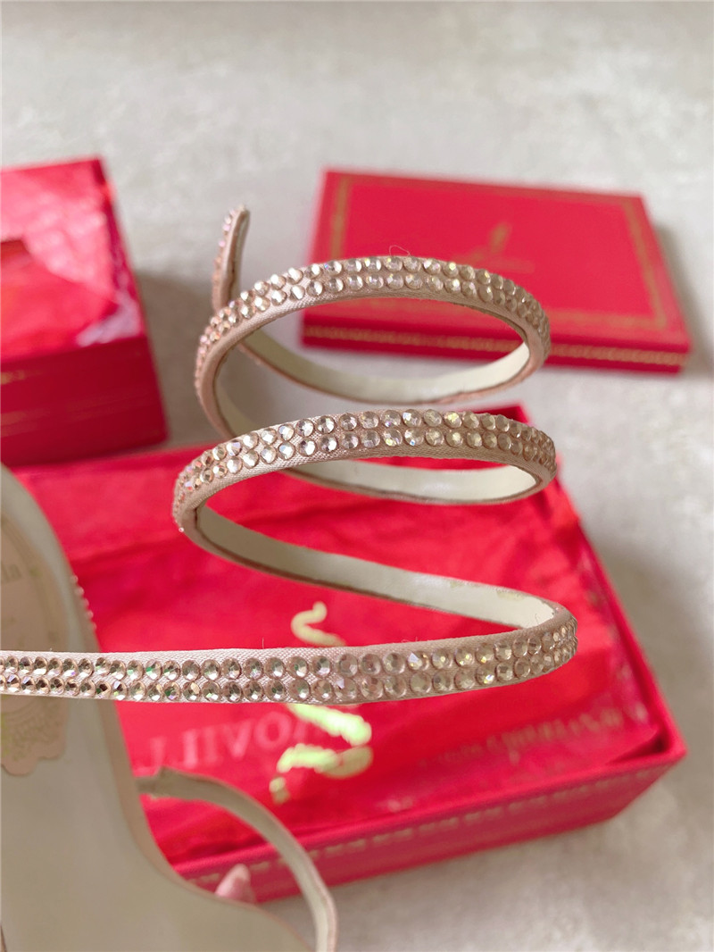 Rene Caovilla Cleo 45 Embellished Satin Sandals in Gold