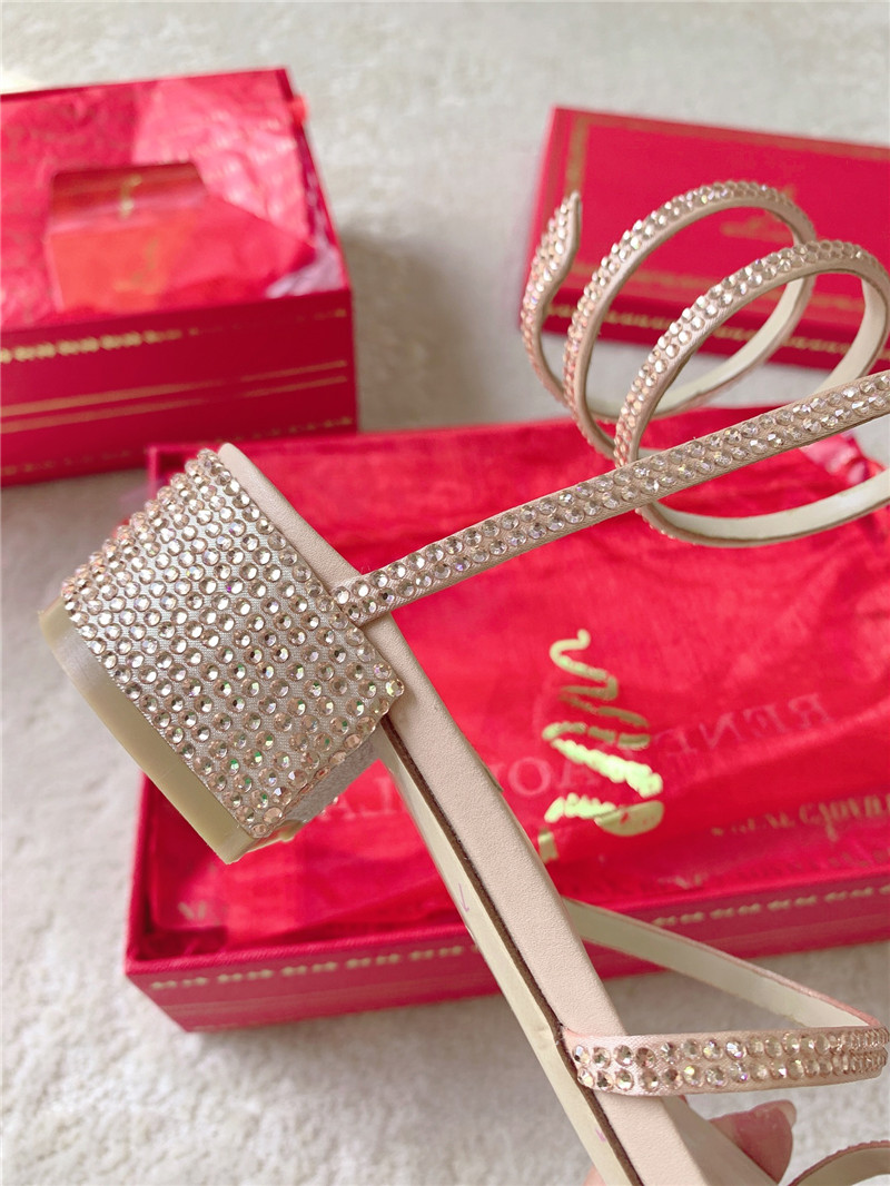 Rene Caovilla Cleo 45 Embellished Satin Sandals in Gold