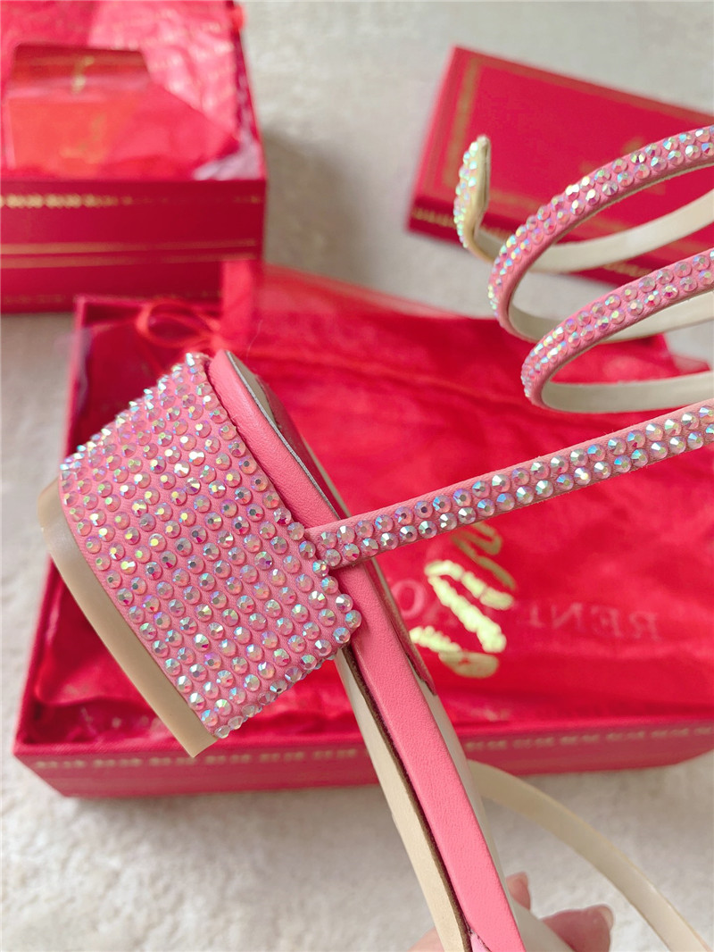 Rene Caovilla Cleo 35mm Crystal-Embellished Sandals in Pink