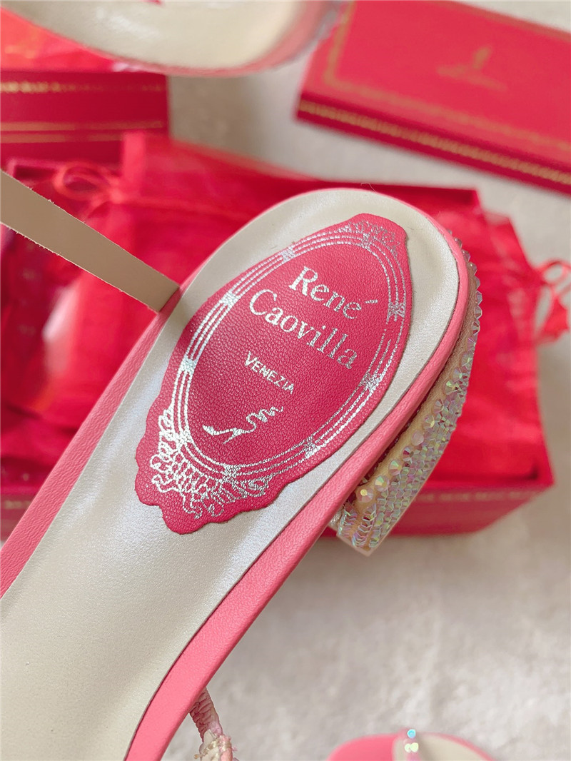 Rene Caovilla Cleo 35mm Crystal-Embellished Sandals in Pink