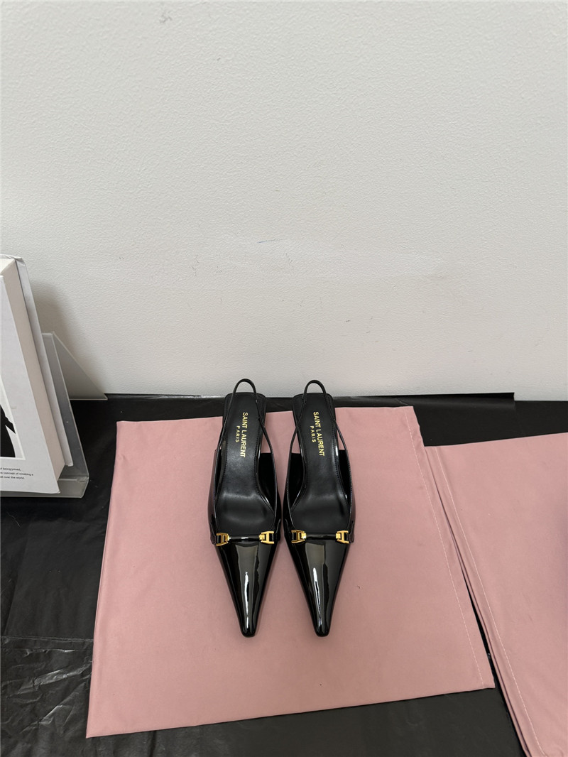 Saint Laurent Black Slingback 50mm Patent-Leather Pumps