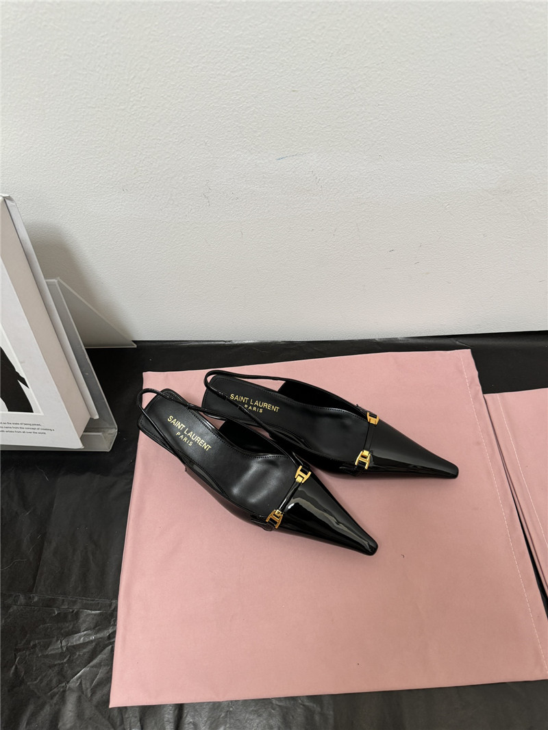 Saint Laurent Black Slingback 50mm Patent-Leather Pumps