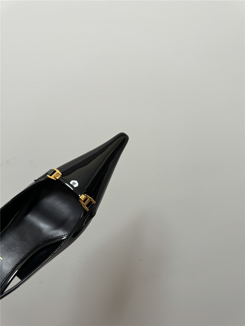 Saint Laurent Black Slingback 50mm Patent-Leather Pumps