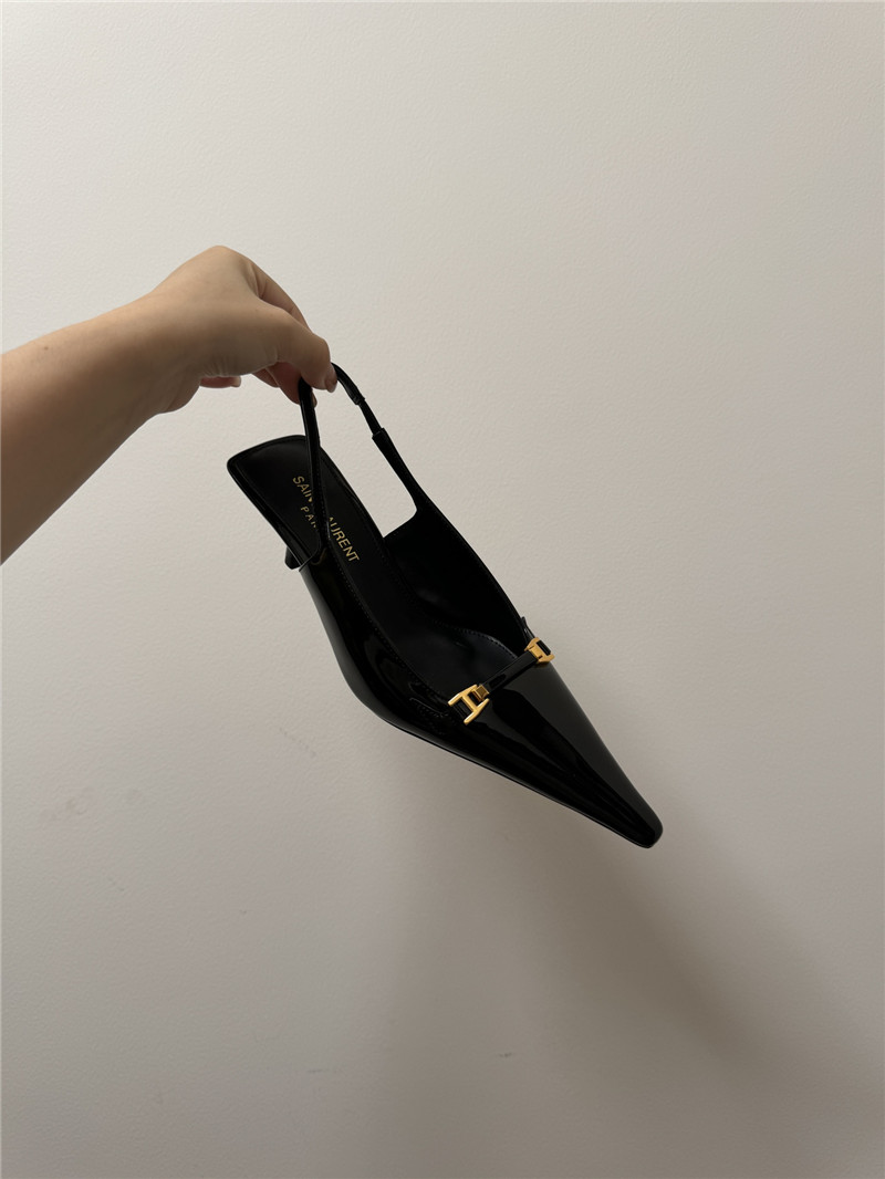 Saint Laurent Black Slingback 50mm Patent-Leather Pumps