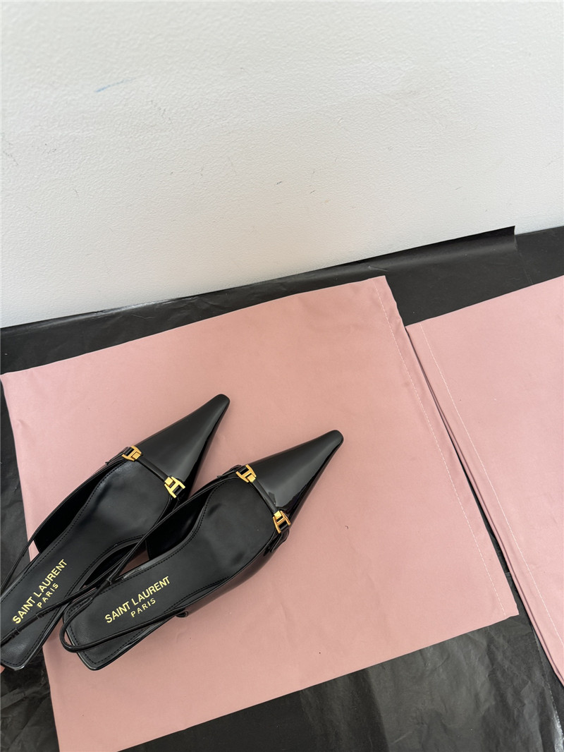 Saint Laurent Black Slingback 50mm Patent-Leather Pumps