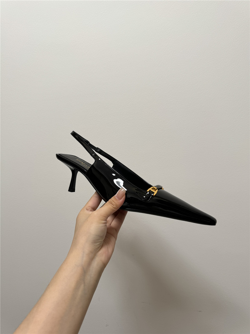 Saint Laurent Black Slingback 50mm Patent-Leather Pumps