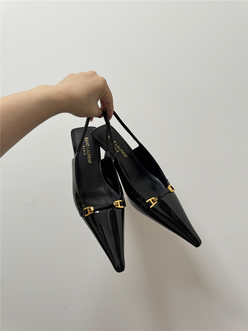 Saint Laurent Black Slingback 50mm Patent-Leather Pumps