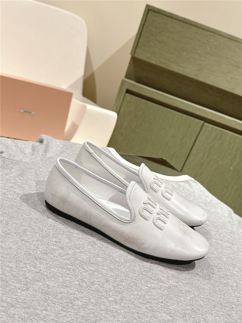 Miu Miu White Leather Loafers