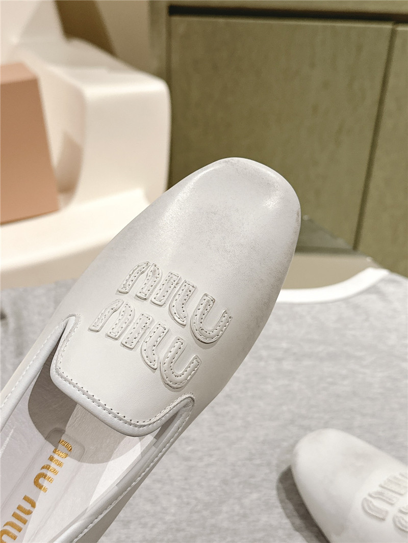 Miu Miu White Leather Loafers