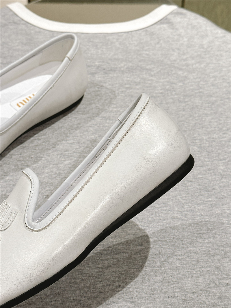 Miu Miu White Leather Loafers