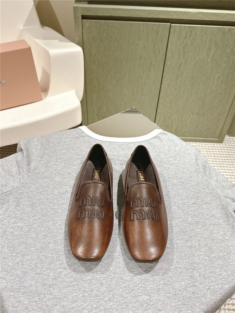Miu Miu Brown Leather Loafers
