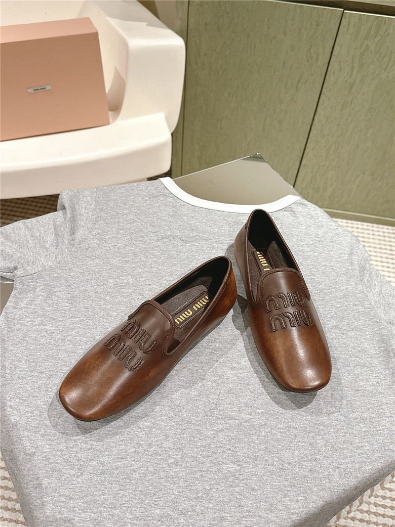 Miu Miu Brown Leather Loafers