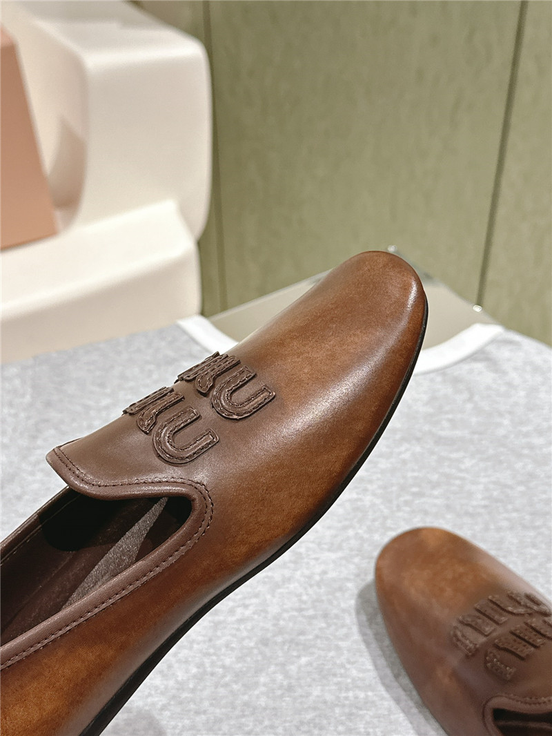 Miu Miu Brown Leather Loafers