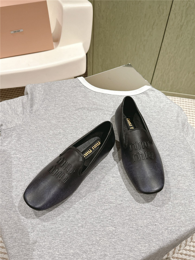 Miu Miu Black Leather Loafers