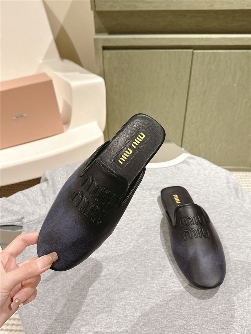 Miu Miu Blue Covered Flat Mules