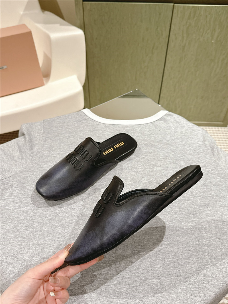 Miu Miu Blue Covered Flat Mules