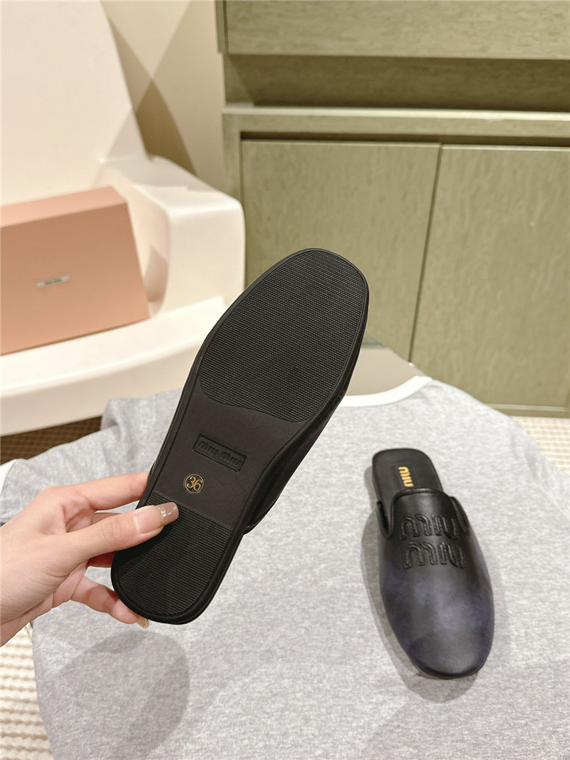 Miu Miu Blue Covered Flat Mules