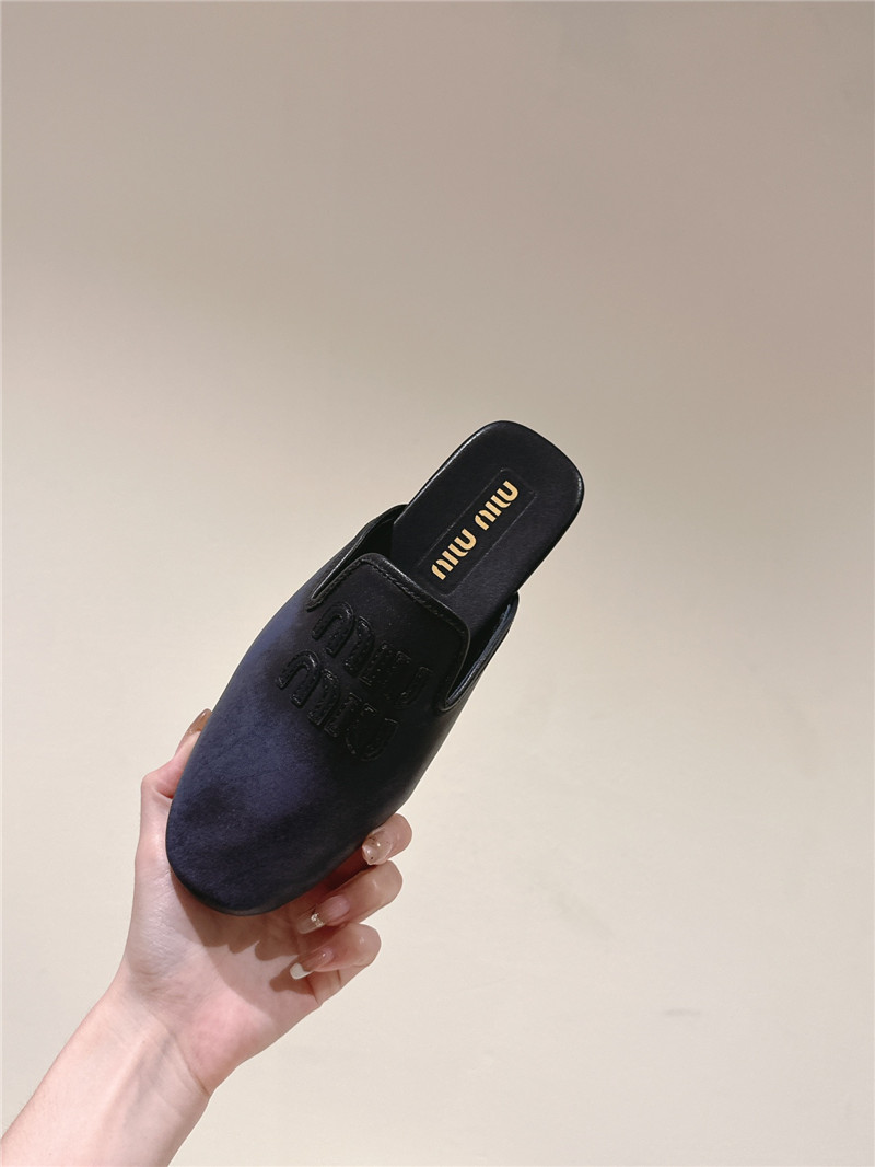 Miu Miu Blue Covered Flat Mules