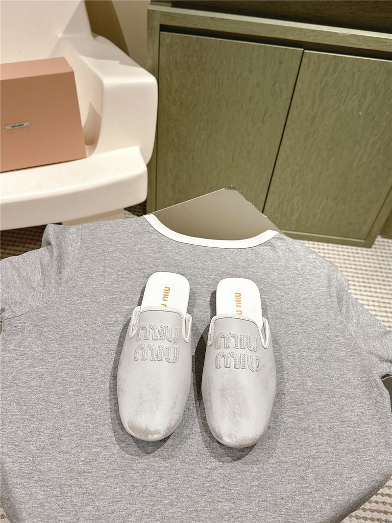 Miu Miu White Covered Flat Mules