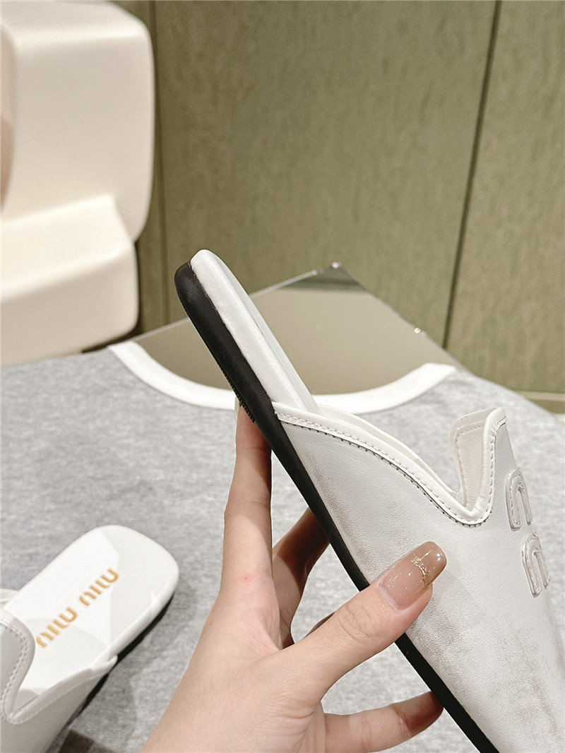Miu Miu White Covered Flat Mules