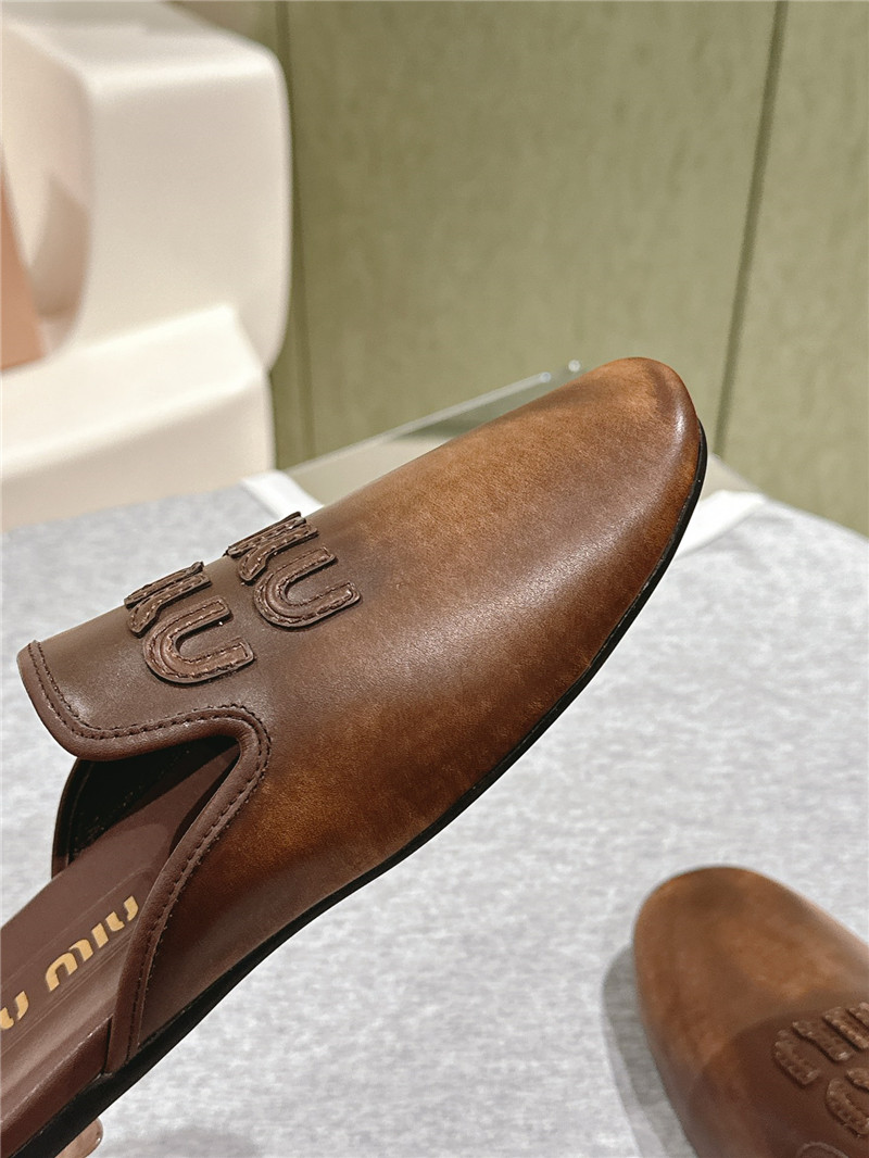 Miu Miu Brown Covered Flat Mules